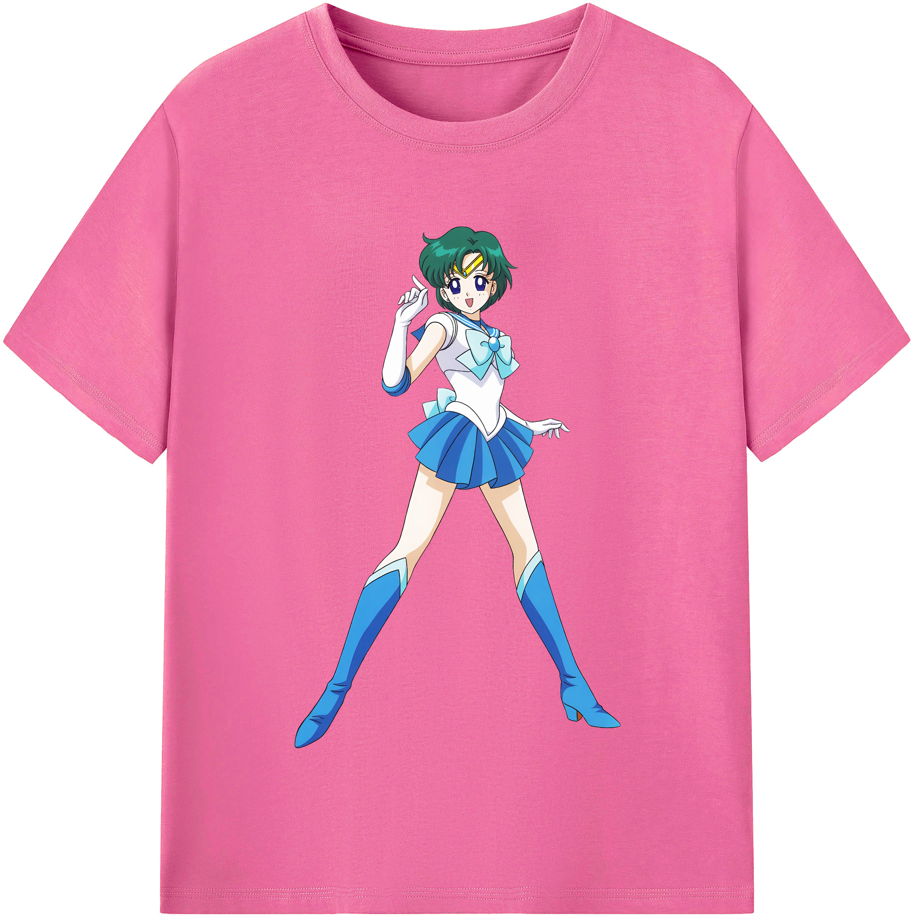 （画像用） 美少女戦士セーラームーン 海王 みちる（かいおう みちる） Sailor Moon Kaiou Michiru レディースカジュアルプリントTシャツ（綿100％）